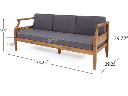 Bianca - Outdoor 3 Seater Sofa Chat Set With Ottoman - Teak