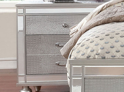 Contemporary Nightstand With Crocodile Textured Trim