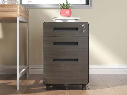 3-Drawer Mobile File Cabinet With Lock, On Casters, Holds A4/Letter Files