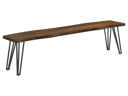 Neve - Sheesham Live Edge Dining Bench With Hairpin Legs - Gray