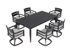 Black / 7 Pc. Table, 6 Swivel Chairs