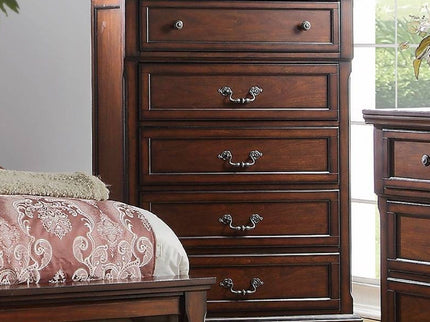 1 Piece Chest Bun Feet Pull Handles Round Knobs Bedroom Furniture - Cherry