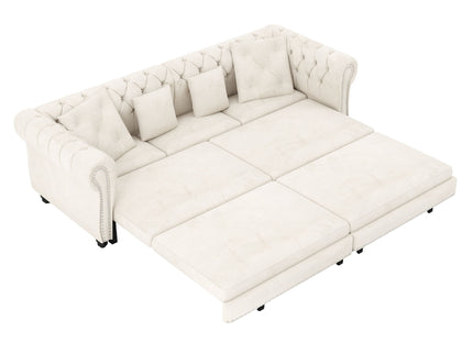 3 In 1 Convertible Sleeper Sofa Bed With Movable Ottoman