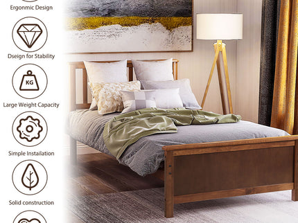 Platform Bed With Headboard, Footboard And Wood Slat Support