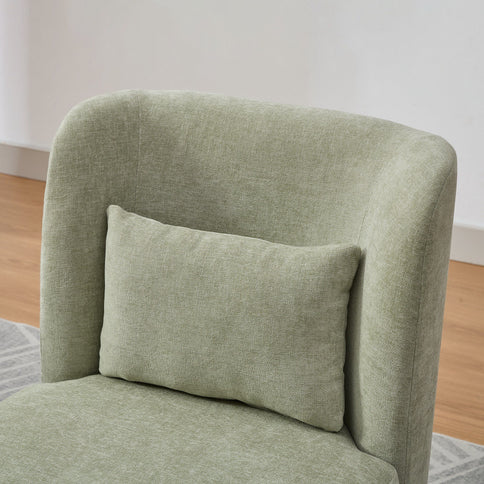 Wide Modern Cushioned Armless Metal Base 360° Swivel Chair With Pillow