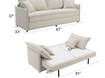 Elisea - Sleeper Sectional Sofa With 2 Toss Pillows - Beige