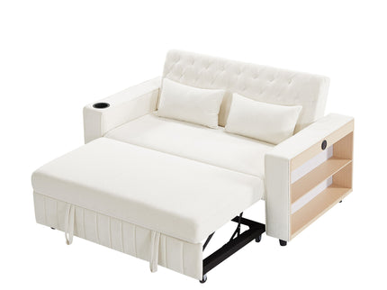 Pull-Out Sofa Bed Convertible Couch With Adjustable Backrest For Living Room