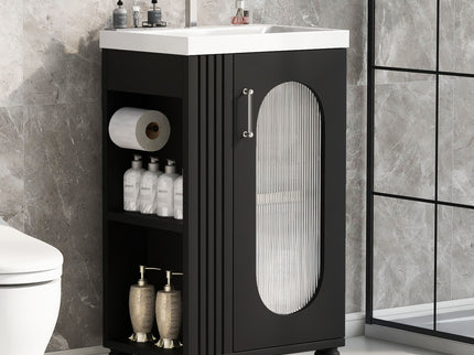 Modern Bathroom Vanity With Sink, Adjustable 2 Tier Shelf