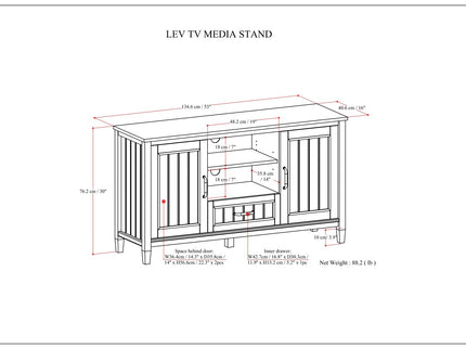 Lev - TV Media Stand - Smoky Brown