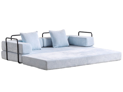 Convertible Floor Sofa Bed With Pillow Back Support Armrest