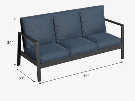3 Seat All-Weather Patio Sofa With Cushions