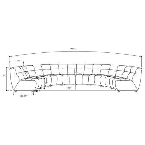 Sycamore - 8 Piece Upholstered Sectional Sofa With Curved Design - Ivory