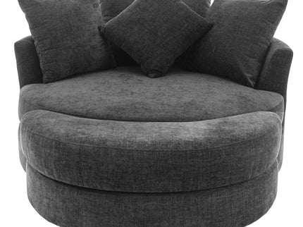 360° Swivel Accent Barrel Chair With Storage Ottoman & 4 Pillows, Modern Leisure Chair Round Accent For Living Room