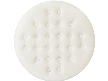 Elegant Round Ottoman Footstool With Studded Rim