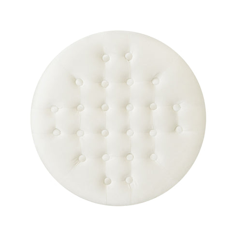 Elegant Round Ottoman Footstool With Studded Rim