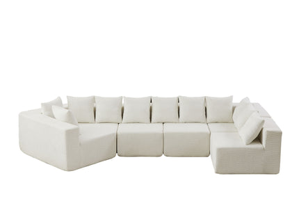 L - Shaped Modular Sofa With Deep Seat And 11 Pillows