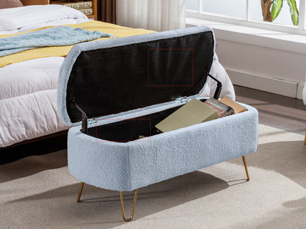 Storage Ottoman Bench For End Of Bed Legs, Modern Camel Faux Fur Entryway Bench Upholstered Padded With Storage For Living Room Bedroom