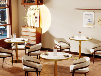 Round Bistro Table - Gold / White