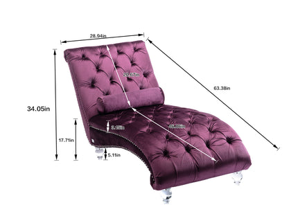 Chaise Lounge Indoor, Button Tufted Upholstered Chaise Lounge Chair With Pillow