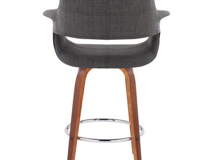 Vintage Flair - Mid-Century Modern Fixed Height Counter Stool With Swivel With Round Footrest (Set of 2)