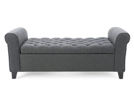 Hayes - Contemporary Armed Storage Bench With Rolled Arms And Button Tufting
