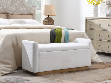 Upholstered Storage Bench With Safety Hinge