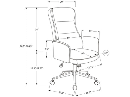 Office Chair With Adjustable Height, Ergonomic Design - Black