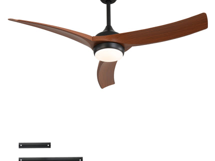 Ceiling Fan With 3 Blades, Remote Control Reversible DC Motor, Dimmable Light, And 1H / 4H / 8H Timer - Black