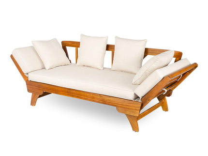 Outdoor Patio Daybed Sofa, 3 Seat Sofa With Foldable Arm 4 Back Pillows