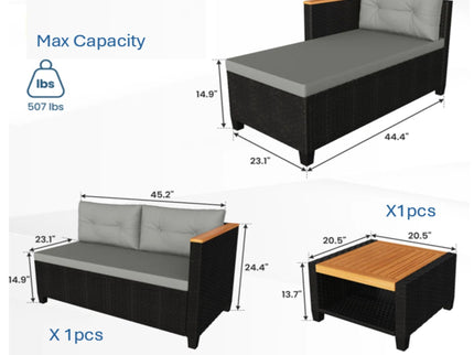 L-Shaped Patio Set With Cushions And Storage Table