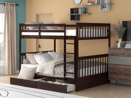 Bunk Bed With Ladders And 2 Storage Drawers