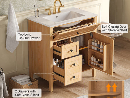 Bathroom Vanity With Sink, Soft Closing Cabinet