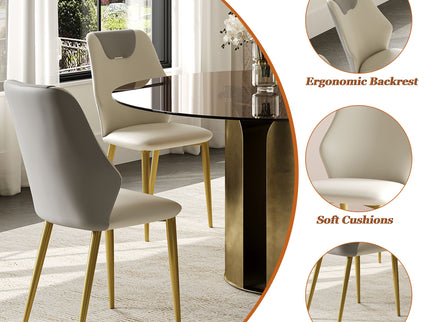 Modern Round Dining Table Set With Glass Top And Steel Legs