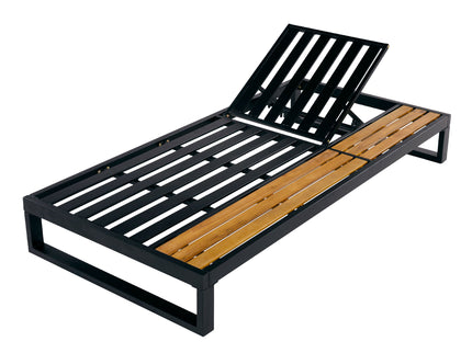 Chaise Lounge Set, 5 Position Adjustable, Flat Side Surface Storage