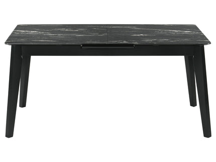 Bellingham - Dining Table With Self Storing Extension Leaf - Black Marble-Look Sintered Stone