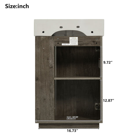 Bathroom Vanity With Sink, Freestanding Wood Grain Cabinet With Storage