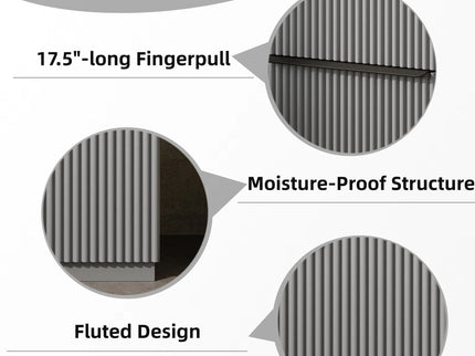 Fluted Bathroom Vanity With Ceramic Sink, Freestanding Cabinet