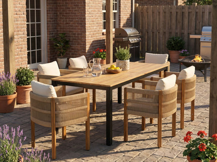 Outdoor Dining Set & Table And Rope Chairs
