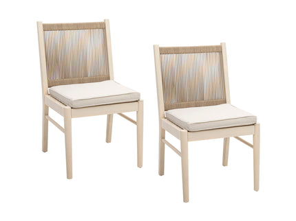 Cordoba - Dining Chair (Set of 2) With Acacia Wood Frame And Water Repellent Fabric - Beige / Yellow