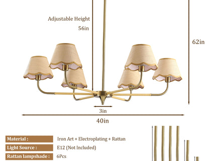 6 Lamp Chandelier - Golden