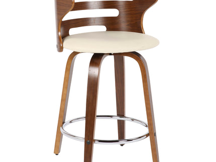 Cosini - Mid Century Modern Fixed Height Counter Stool With Footrest With Swivel (Set of 2)