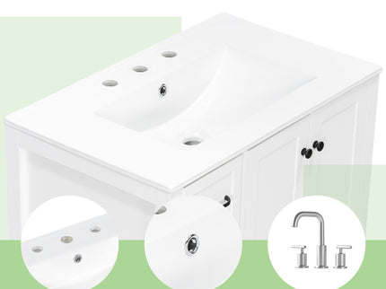 Bathroom Vanity With Sink Top, Bathroom Vanity Cabinet With 2 Doors And 2 Drawers, Open Shelf