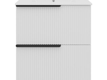 Fluted Bathroom Vanity With Ceramic Sink, Freestanding Cabinet