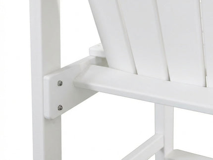 Outdoor Bar Height Adirondack Patio Chair With Cup Holder And Armrests All Weather UV Resistant - White