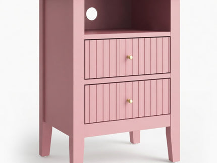 Fluted Nightstand With 2 Drawers