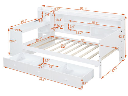 Daybed With 3 Drawers USB Ports And Desk