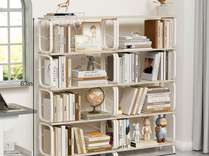 5 Tier Industrial Bookshelf, Tall Bookcase With Open Design, Vintage Storage Organizer