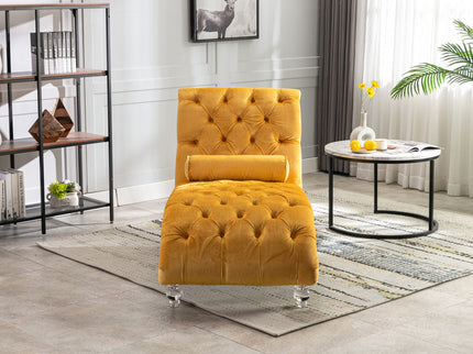 Chaise Lounge Indoor, Button Tufted Upholstered Chaise Lounge Chair With Pillow
