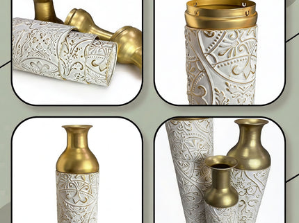 Floor Vases, Tall Home Decor Vases (Set of 3) - White / Gold