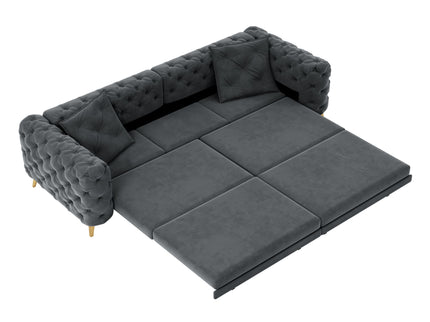 3 In 1 Convertible Sleeper, Deep Seat Pull Out Sofa Bed, Button Tufted